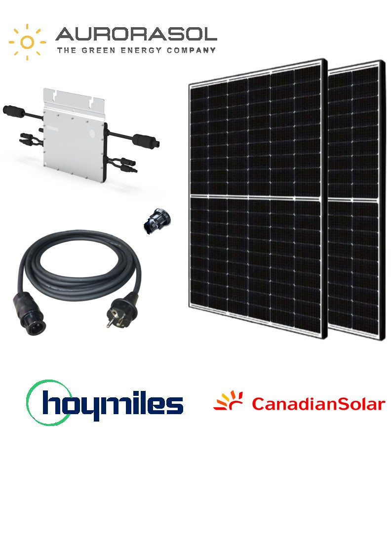 Balkonkraftwerk Wechselrichter 800W | 2 x Canadian Solar CS6R-410MS BF - Black Frame
