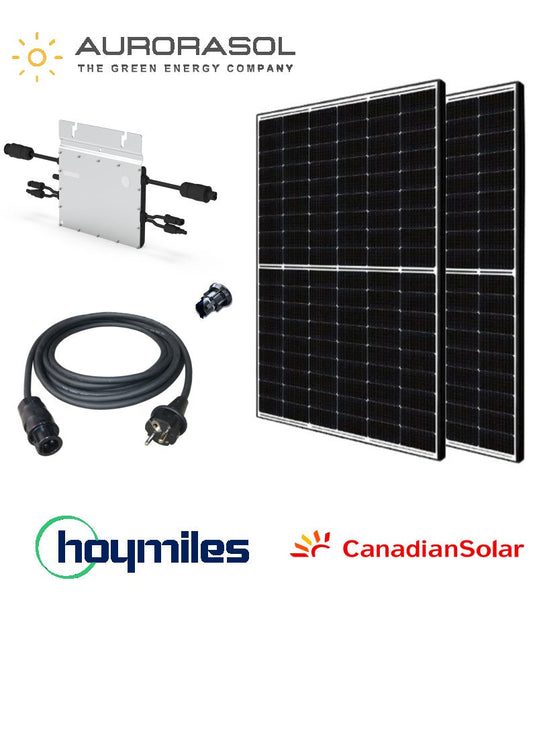 Balkonkraftwerk Wechselrichter 800W | 2 x Canadian Solar CS6R-410MS BF - Black Frame